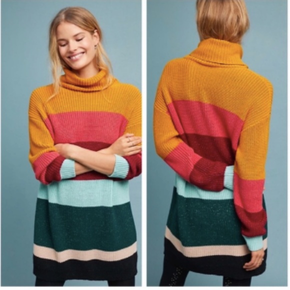 Anthropologie Sweaters - Farm Rio Boldly Striped Sweater Dress/Tunic